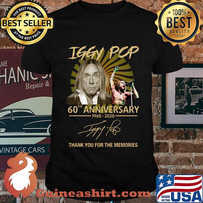 Iggy pop 60th anniversary 1960 2020 thank you for the memories signatures shirt