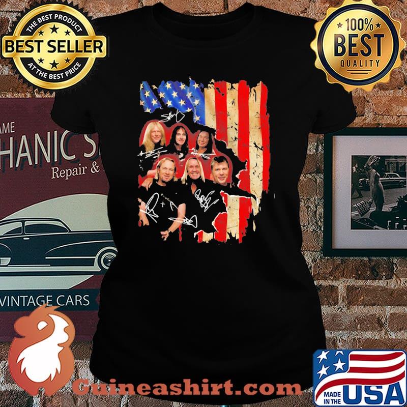Iron maiden band members signature american flag independence day s Laides tee