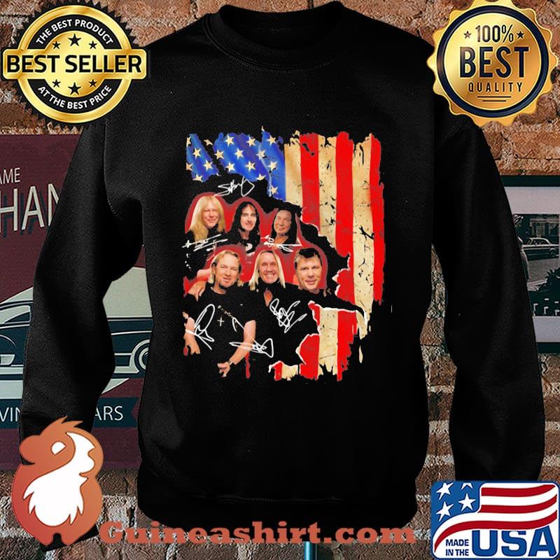 Iron maiden band members signature american flag independence day s Sweater