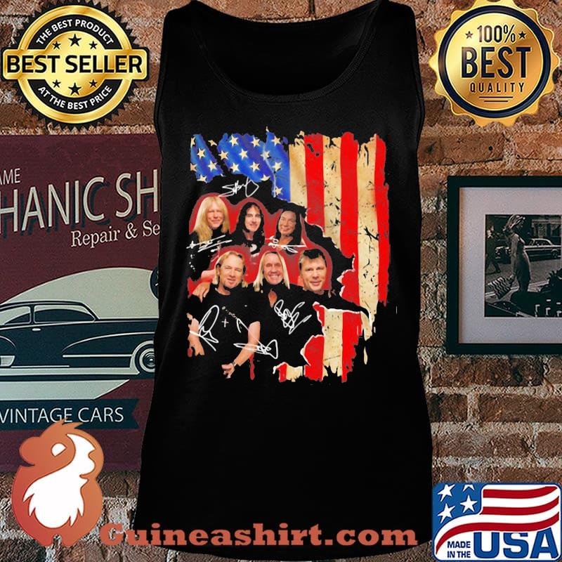 Iron maiden band members signature american flag independence day s Tank top