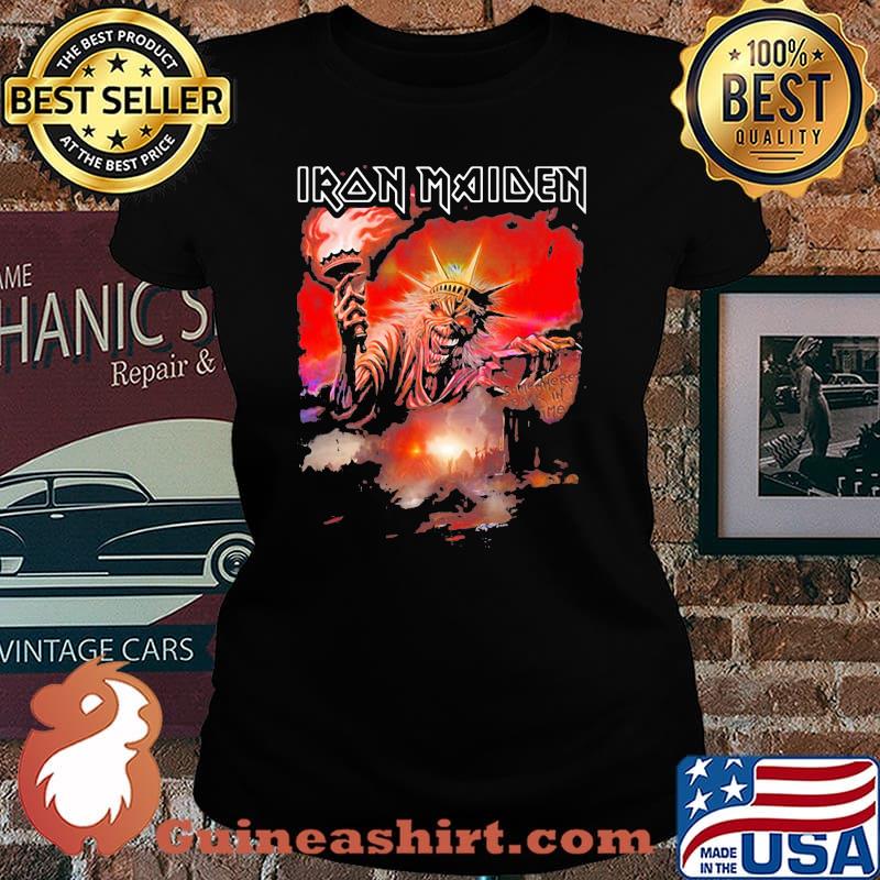 Iron maiden band skeleton the statue of liberty s Laides tee