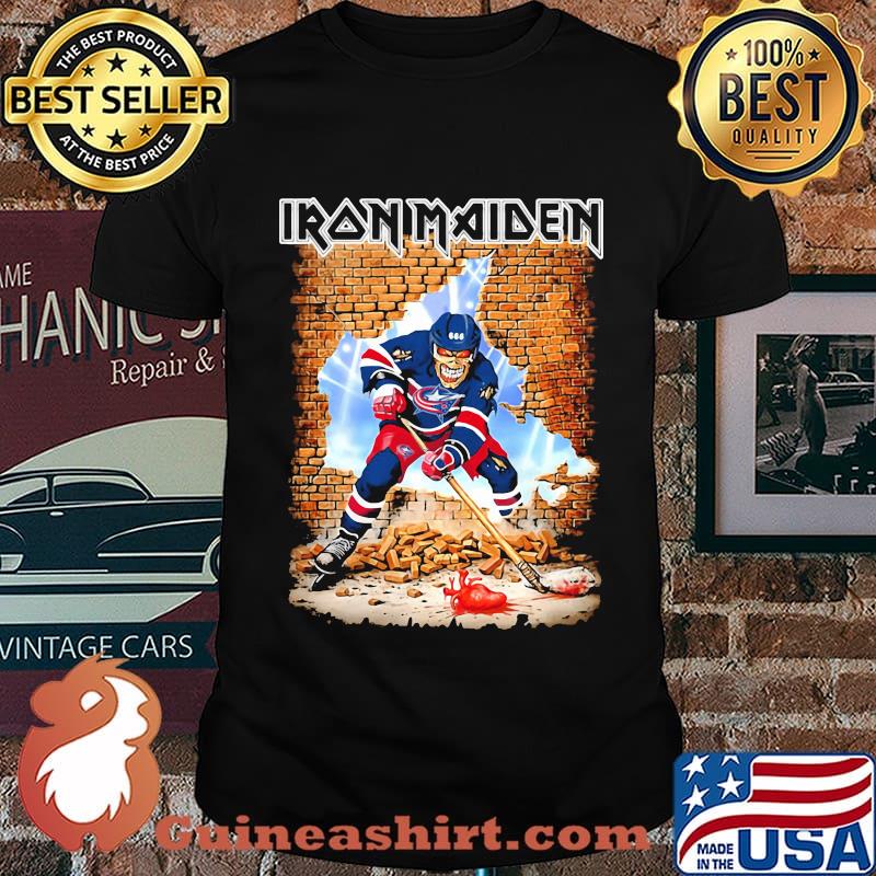 Iron maiden skeleton columbus blue jackets player hockey snow shirt