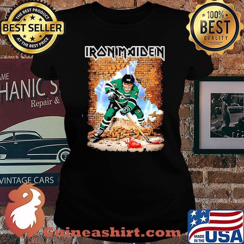 Iron maiden skeleton dallas stars player hockey wall s Laides tee