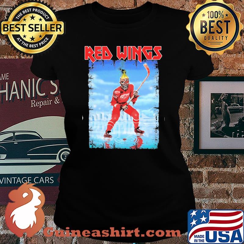 Iron maiden skeleton detroit red wings player hockey s Laides tee