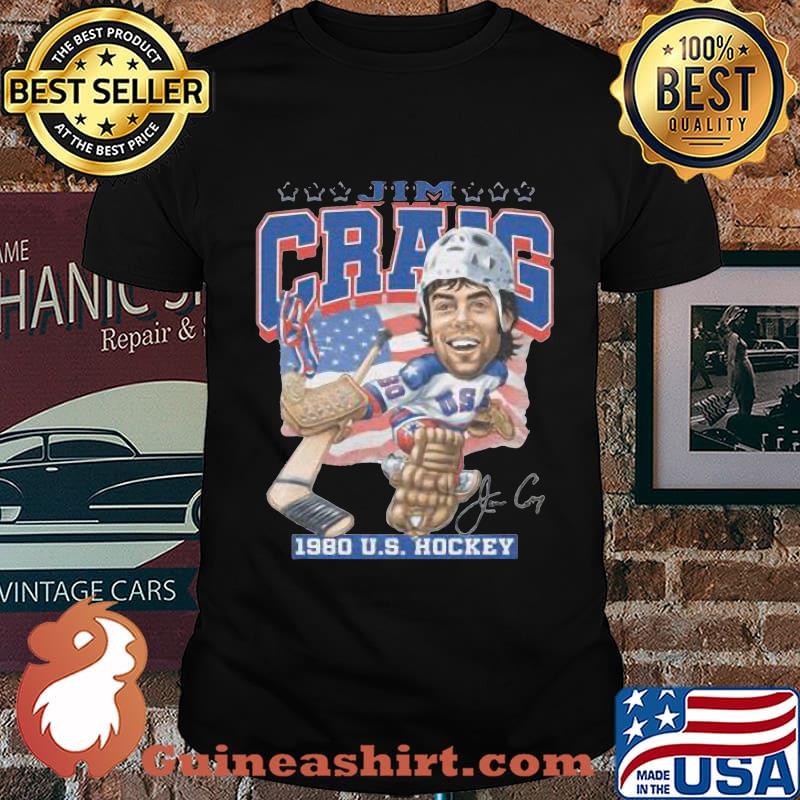 Jim craig 1980 us hockey american flag signature shirt