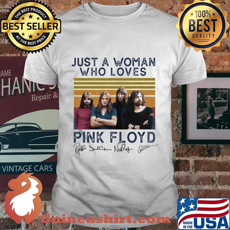Just a woman who loves pink floyd signatures vintage retro shirt