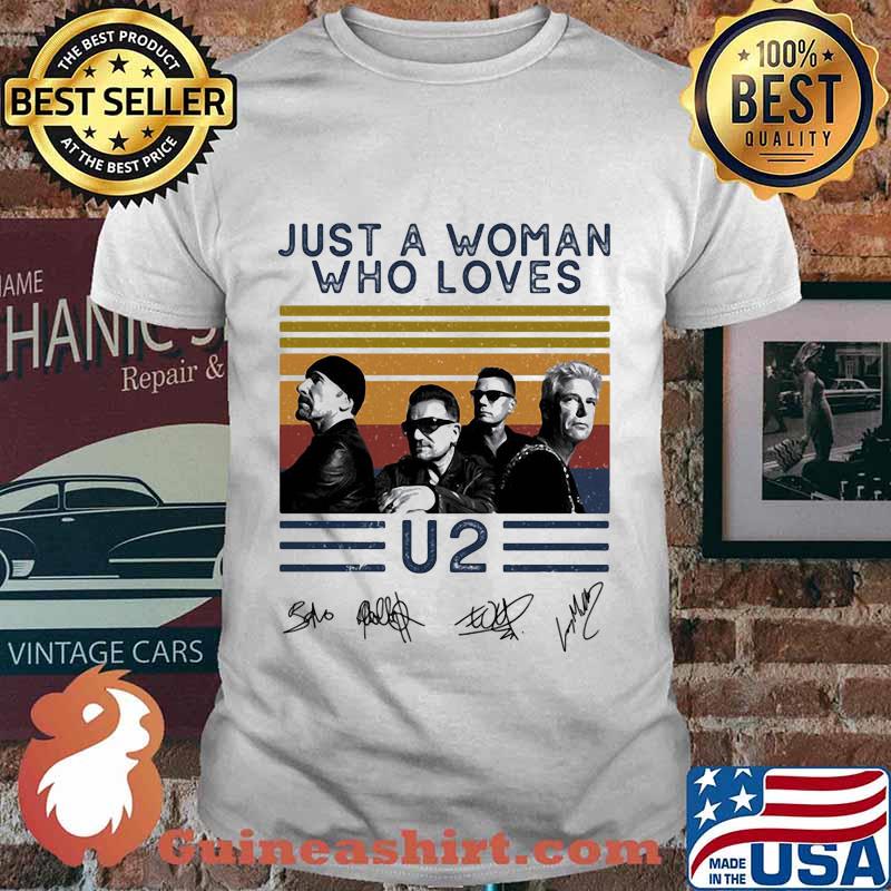 Just a woman who loves u2 vintage retro signatures shirt