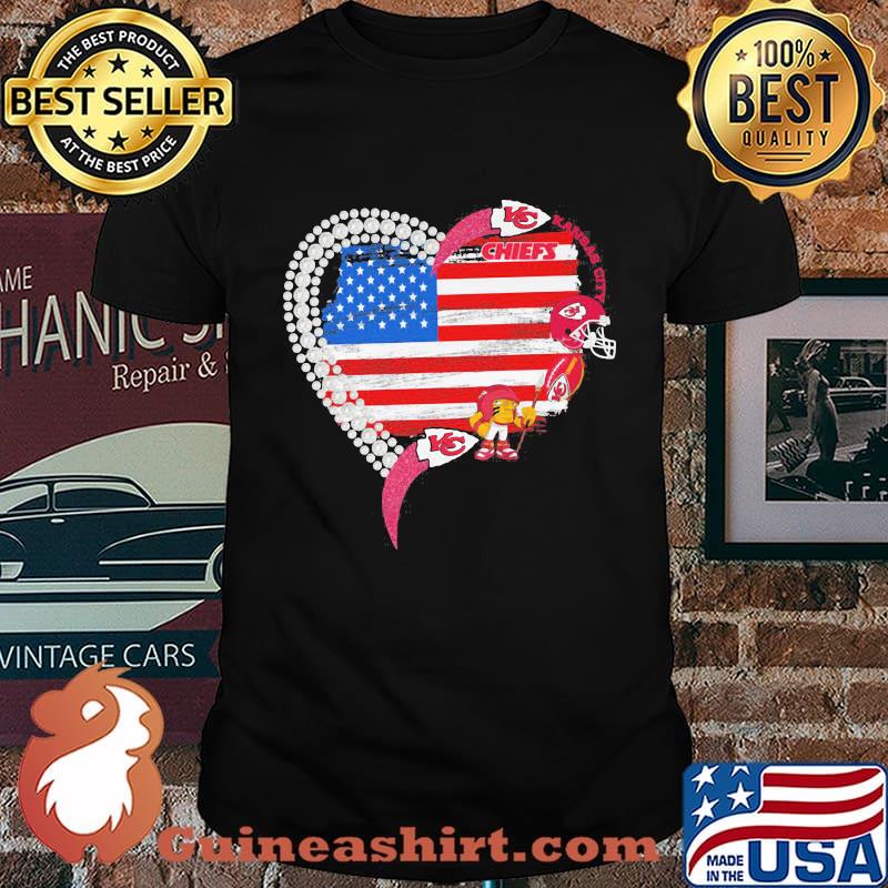 Kansas city chiefs football heart american flag independence day shirt