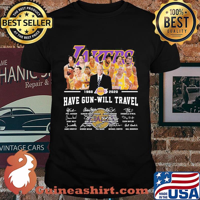 Lakers 1960 2020 have gun will travel signatures shirt
