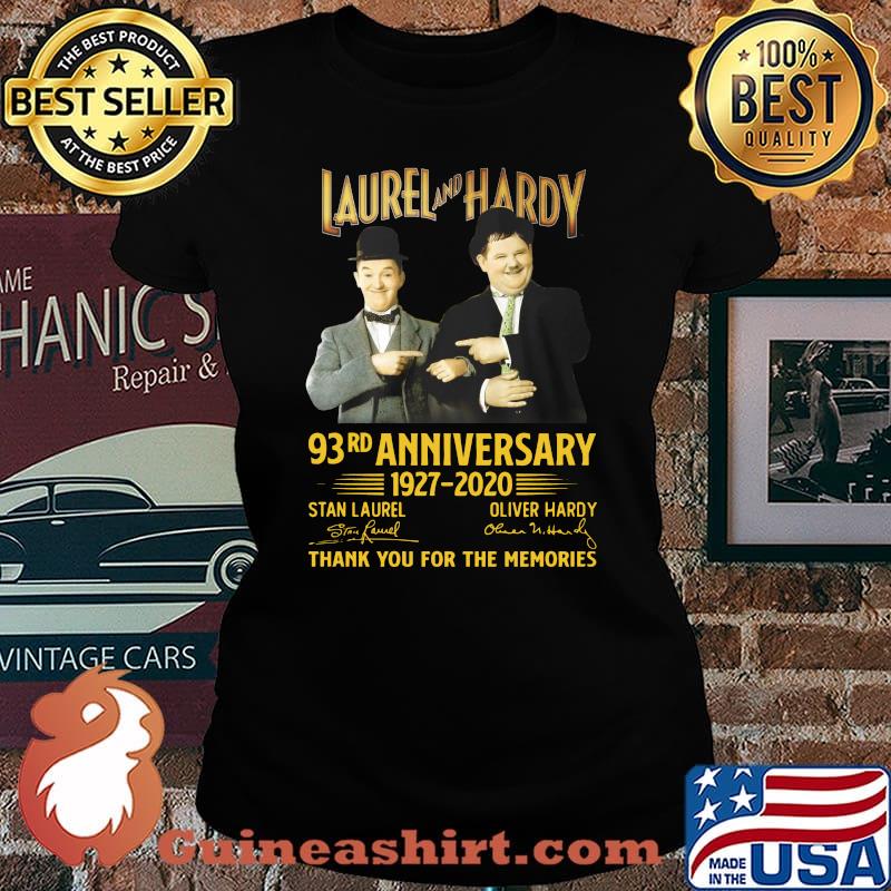 Laurel and hardy 93rd anniversary 1927 2020 thank you for the memories signatures s Laides tee