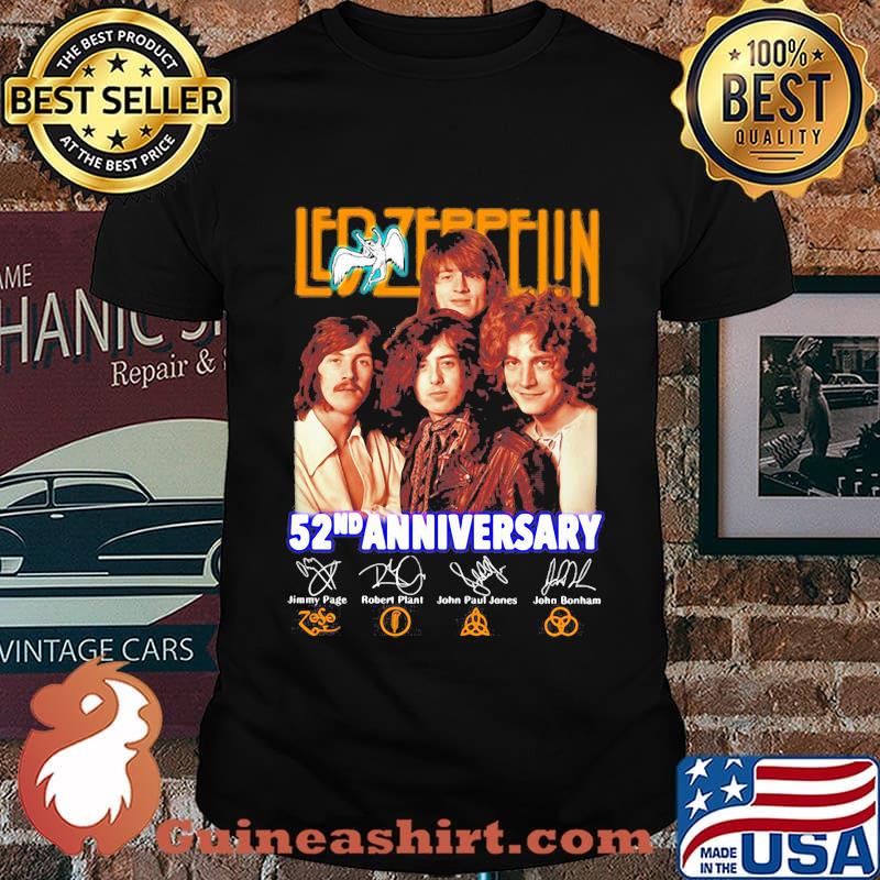 Led zeppelin band 52nd anniversary members signatures shirt