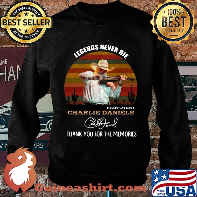 Legends never die 1936 2020 charlie daniels thank you for the memories signature vintage retro s Sweater