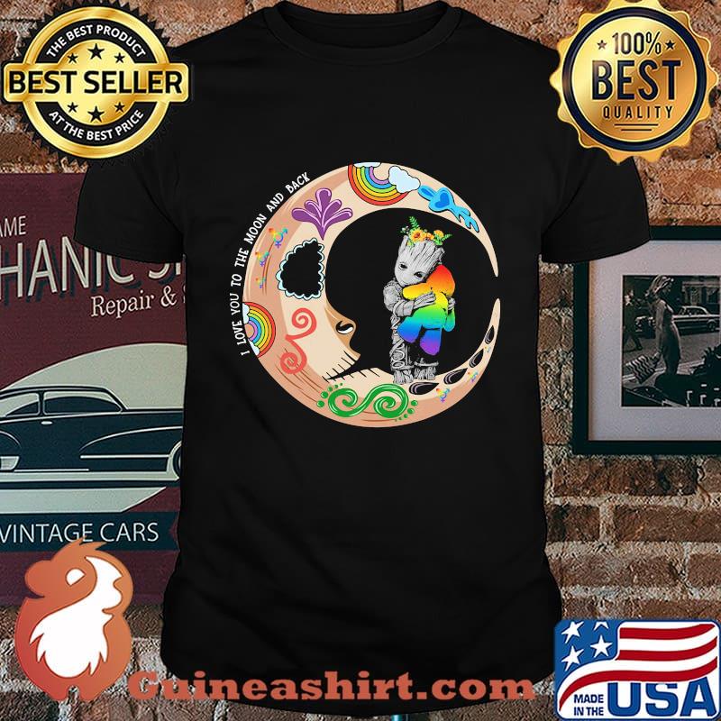 Lgbt baby groot i love you to the moon and back shirt