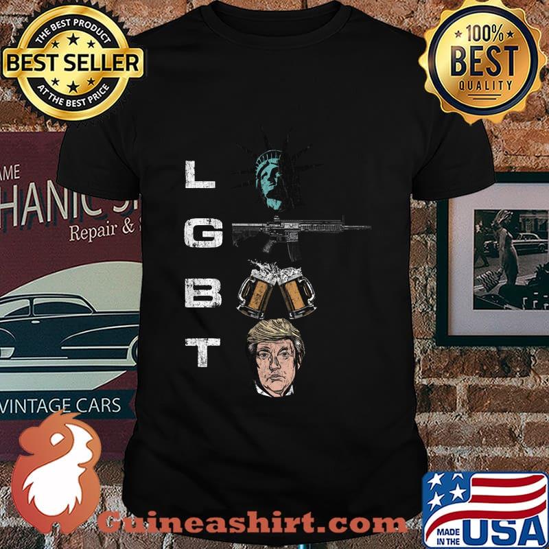 Lgbt statue of liberty guns beer and donald trump shirt