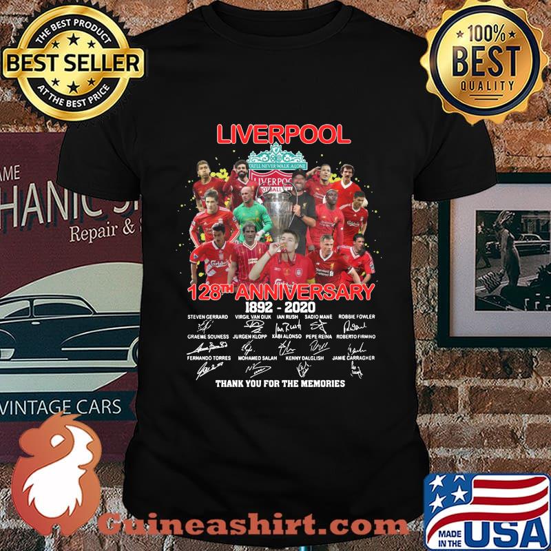 Liverpool 128th anniversary 1892 2020 thank you for the memories signatures shirt