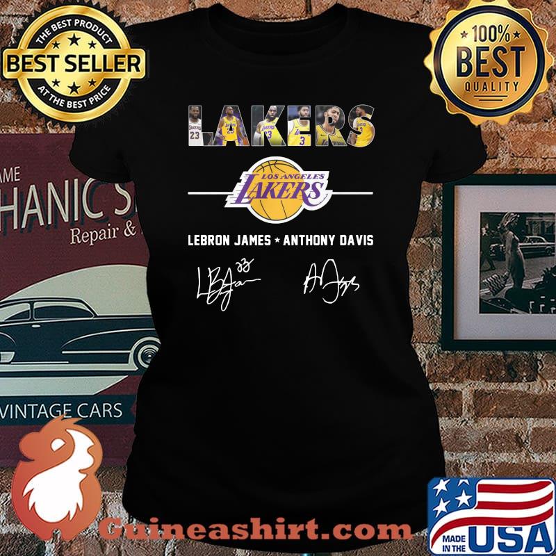 Los angeles lakers lebron james anthony davis signatures s Laides tee