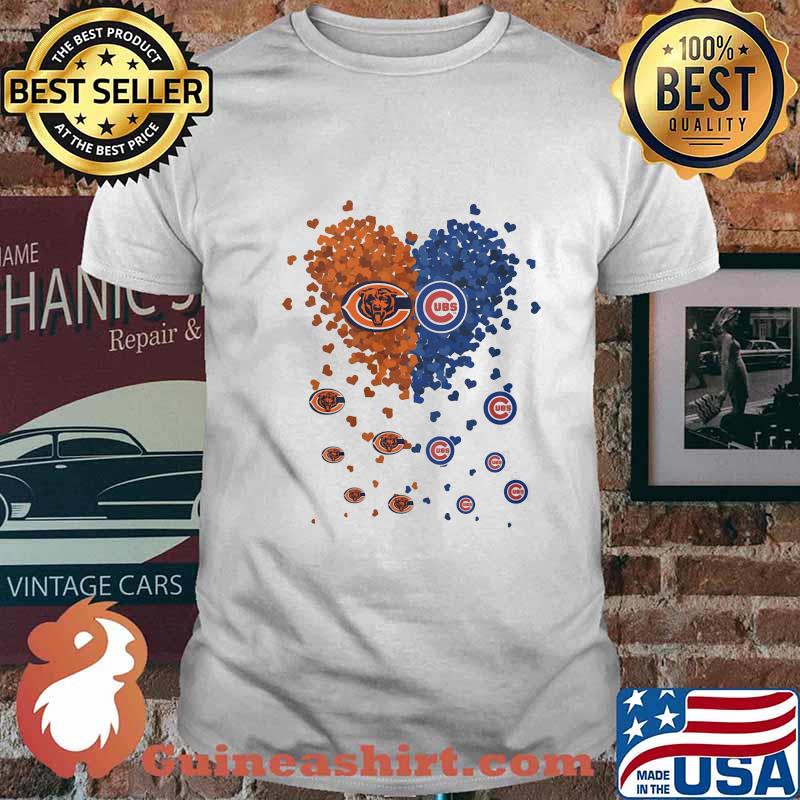 Love chicago bears and chicago cubs hearts shirt