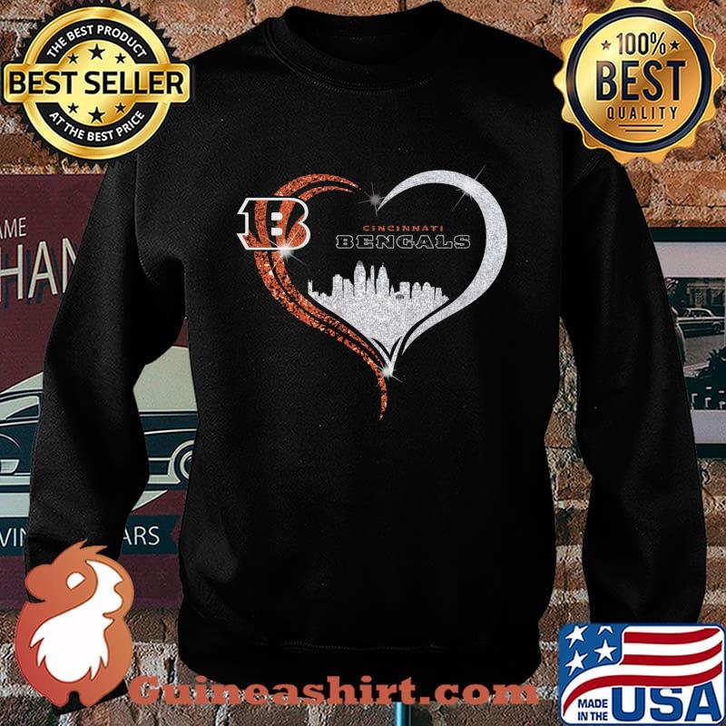 Love cincinnati bengals logo heart diamond s Sweater