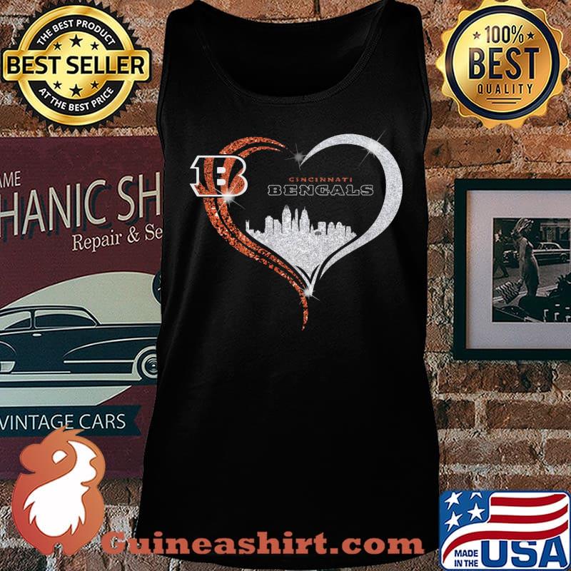 Love cincinnati bengals logo heart diamond s Tank top