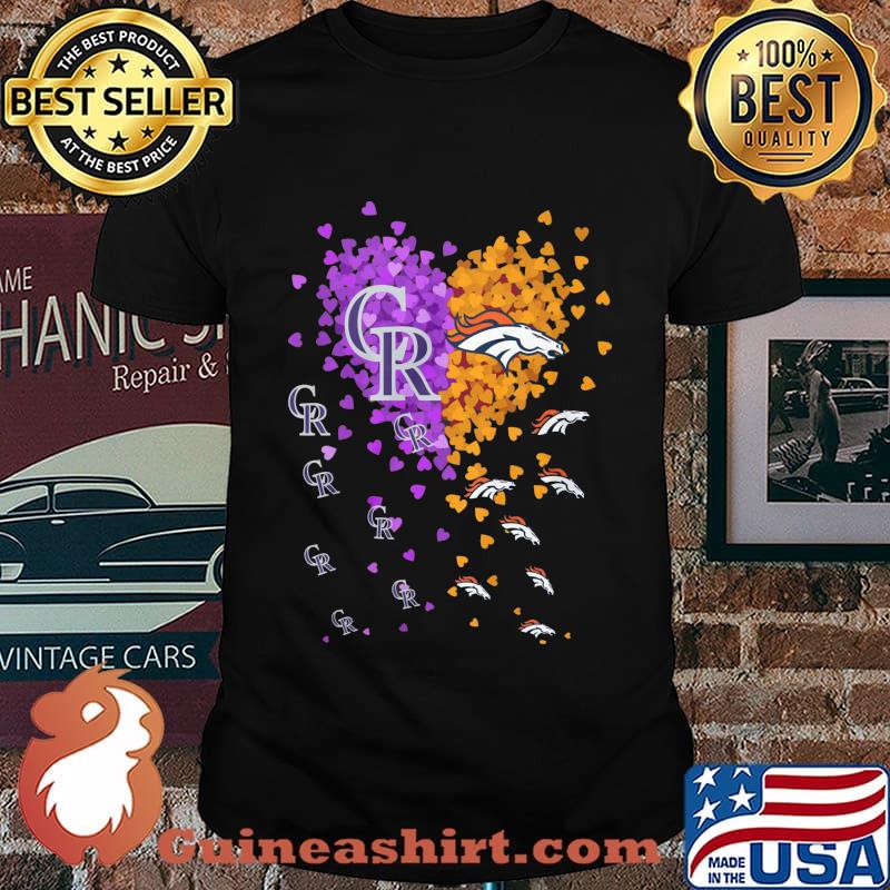 Love colorado rockies and denver broncos hearts shirt