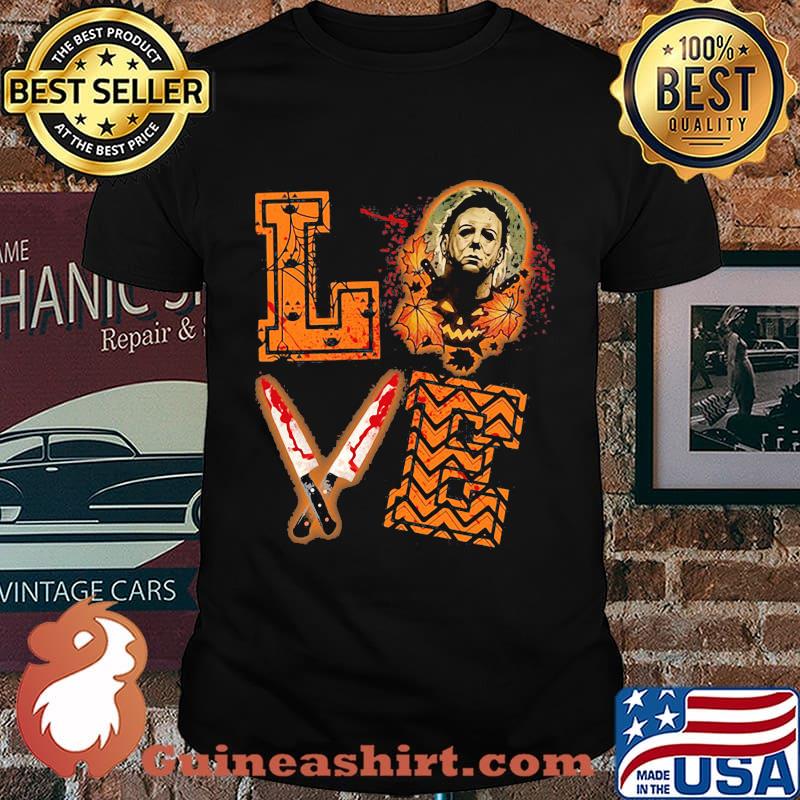 Love halloween michael myers knife bloods shirt