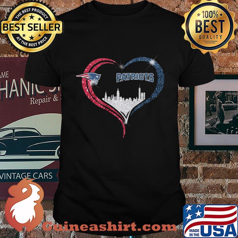 Love new england patriots logo heart diamond shirt