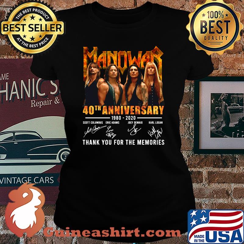 Manowar 40th anniversary 1980 2020 thank you for the memories signatures s Laides tee