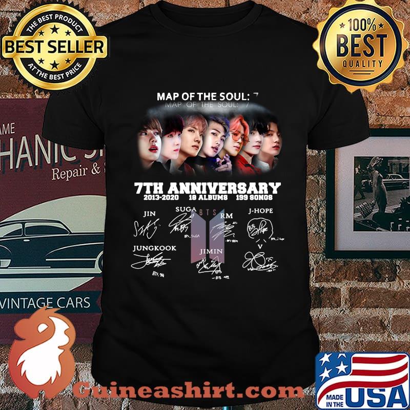 Map of the soul 7th anniversary 2013 2020 18 albums 199 songs signatures shirt