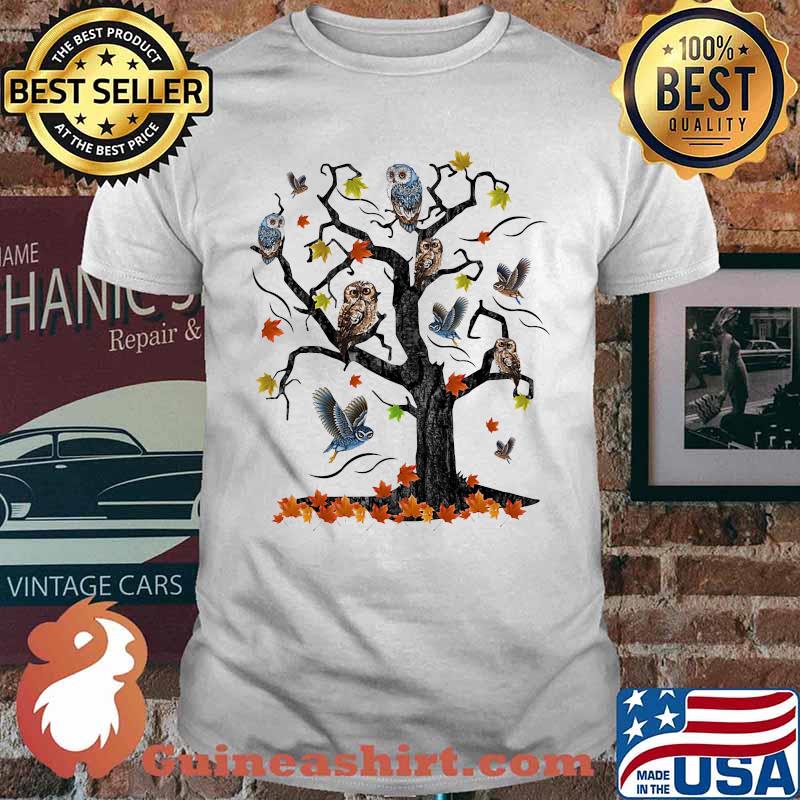 Maple leaves tree owls and bird shirt