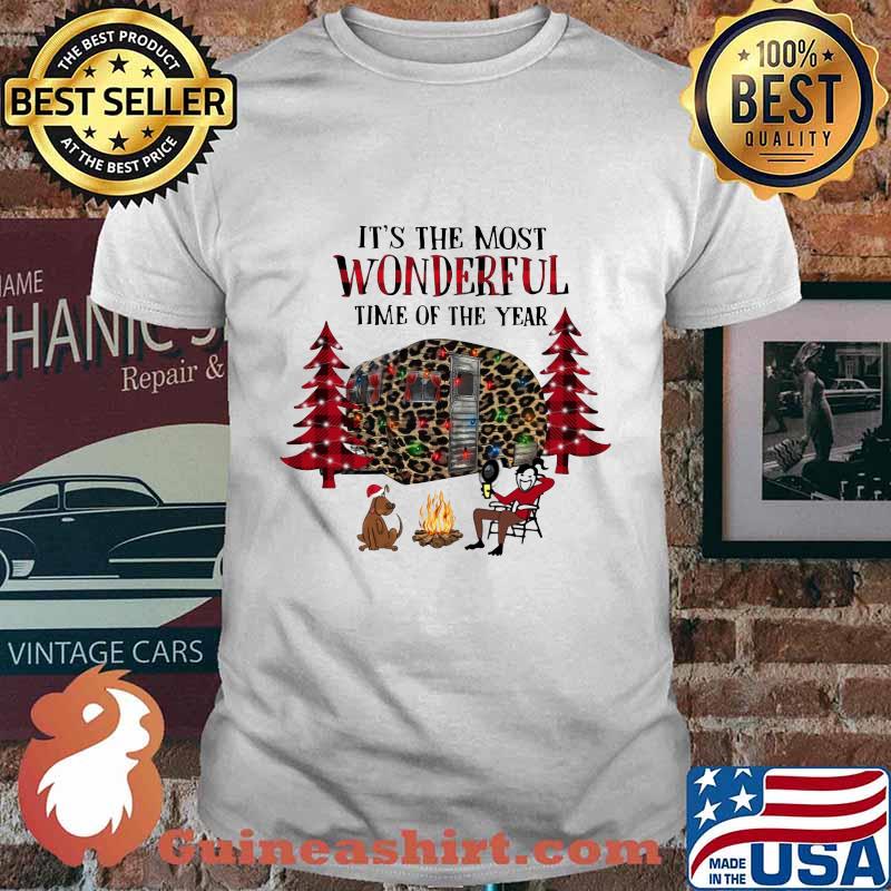 Merry christmas camping it's the most wonderful time of the year dog leopard shirt