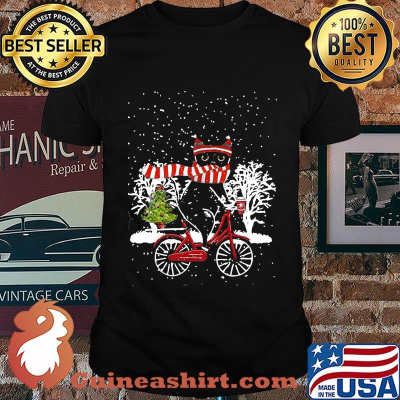 Merry christmas cat riding bicycles shirt