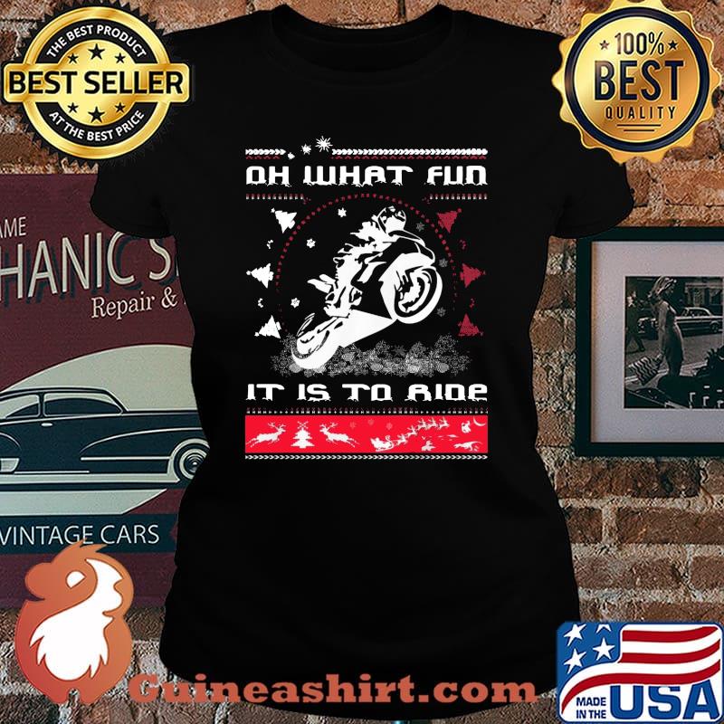 Merry christmas motorcycle oh what fun it is to ride ugly s Laides tee