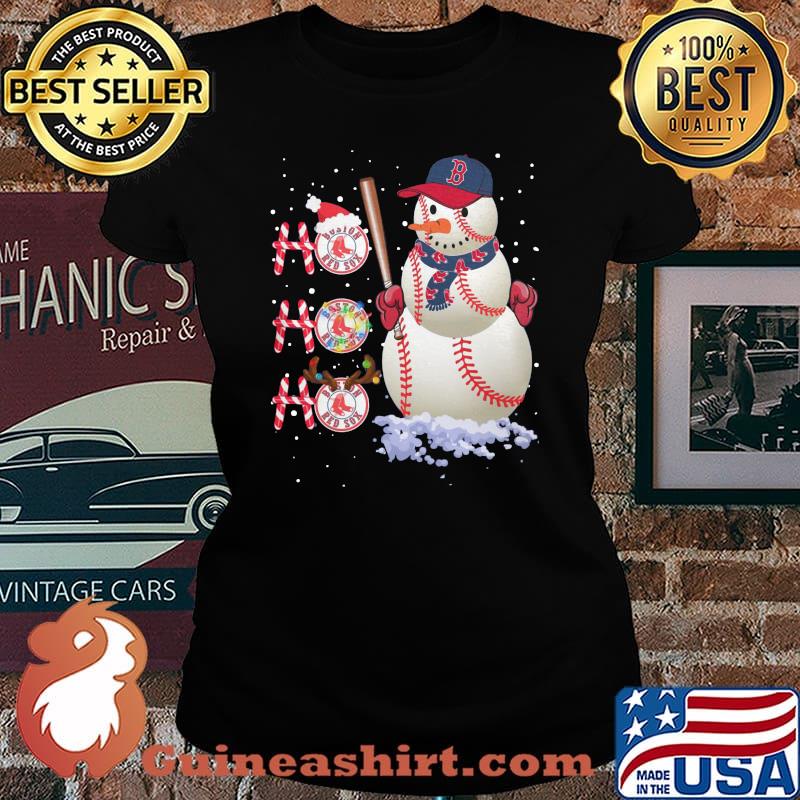 Merry christmas snowman boston red sox baseball ho ho ho s Laides tee
