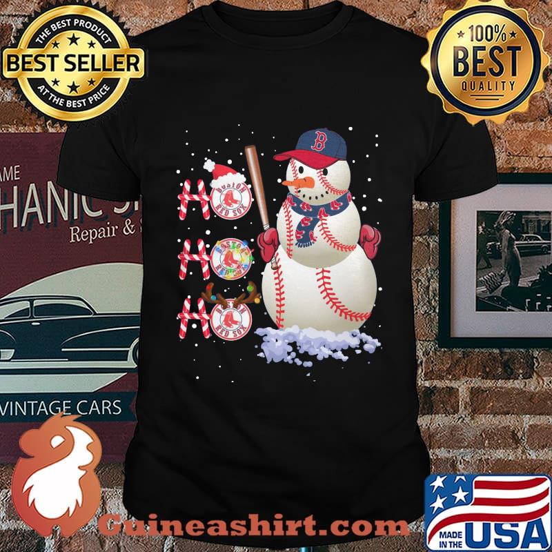Merry christmas snowman boston red sox baseball ho ho ho shirt