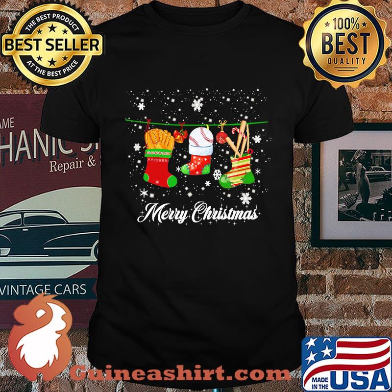 Merry christmas socks feet baseball snow shirt