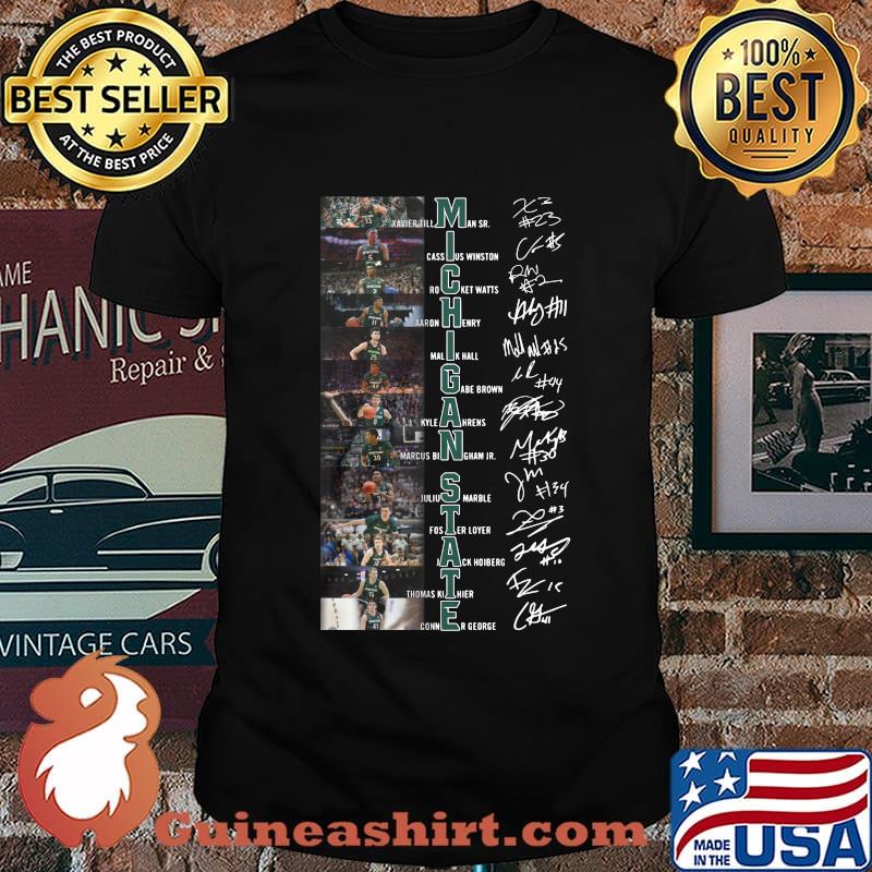 Michigan state athletics basketball players signatures shirt