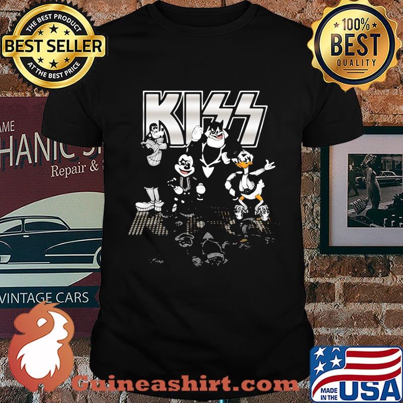 Mickey mouse cartoon characters kiss band shirt