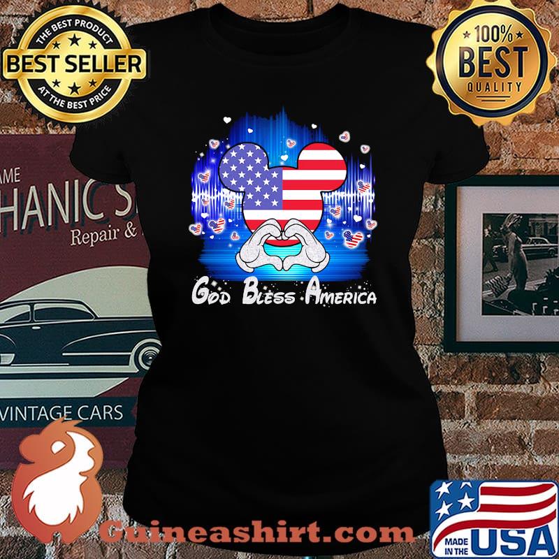 Mickey mouse god bless american 4th july independence day s Laides tee