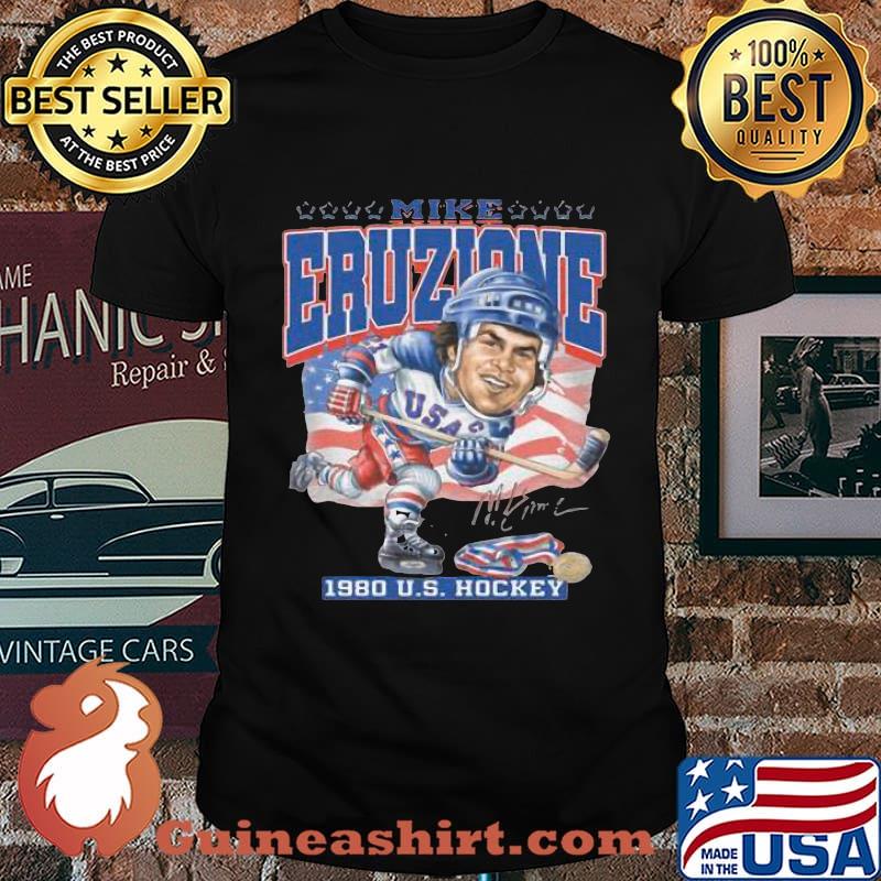 Mike eruzione 1980 us hockey american flag shirt