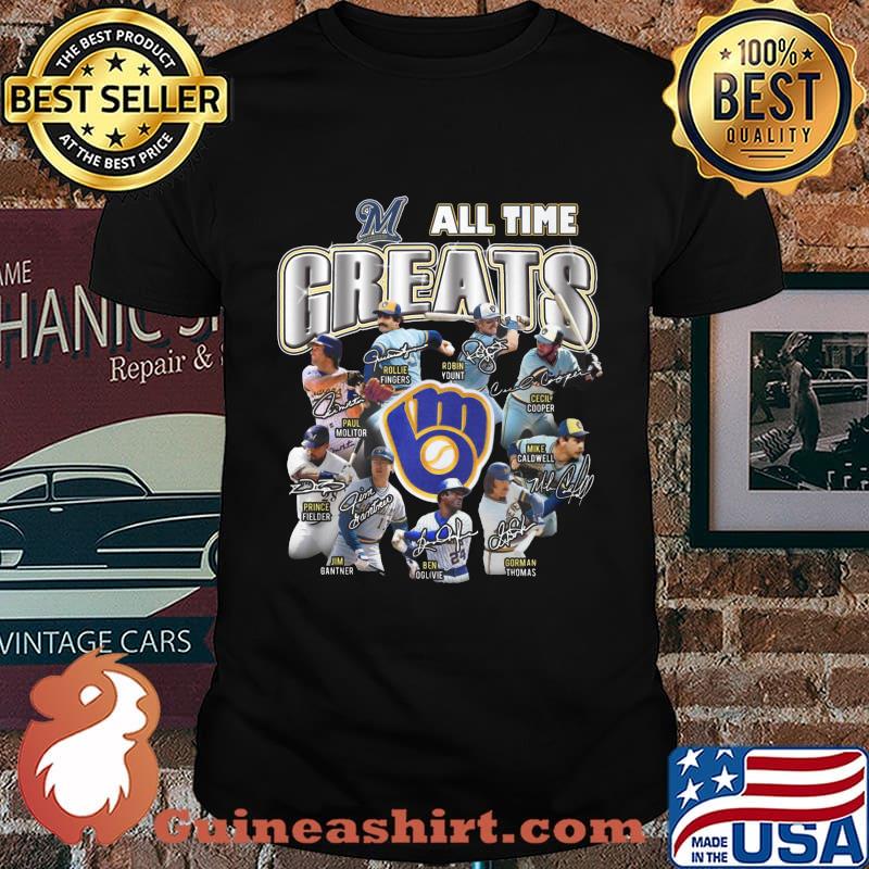 Milwaukee brewers baseball all time greats signatures shirt