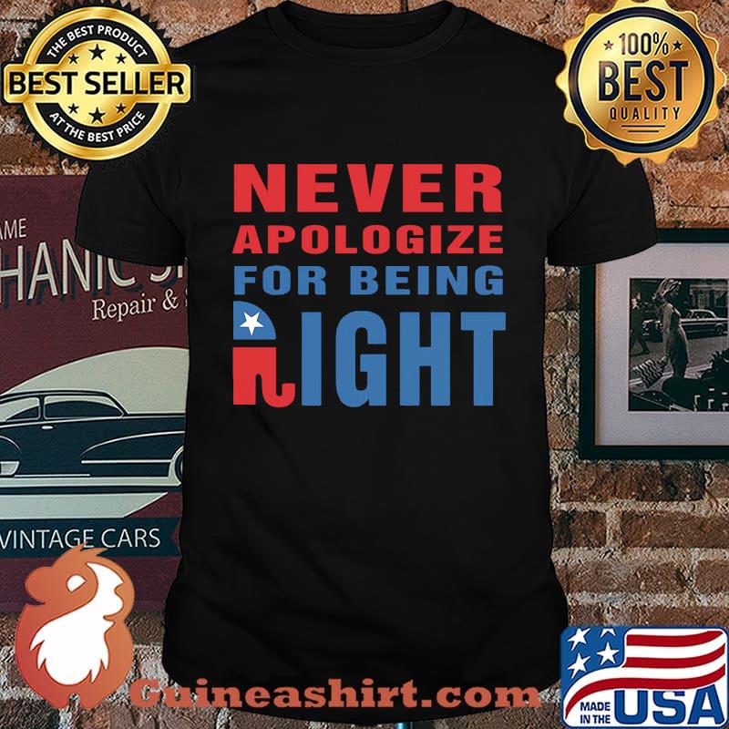Never Apologize For Being Right Elephant Shirt