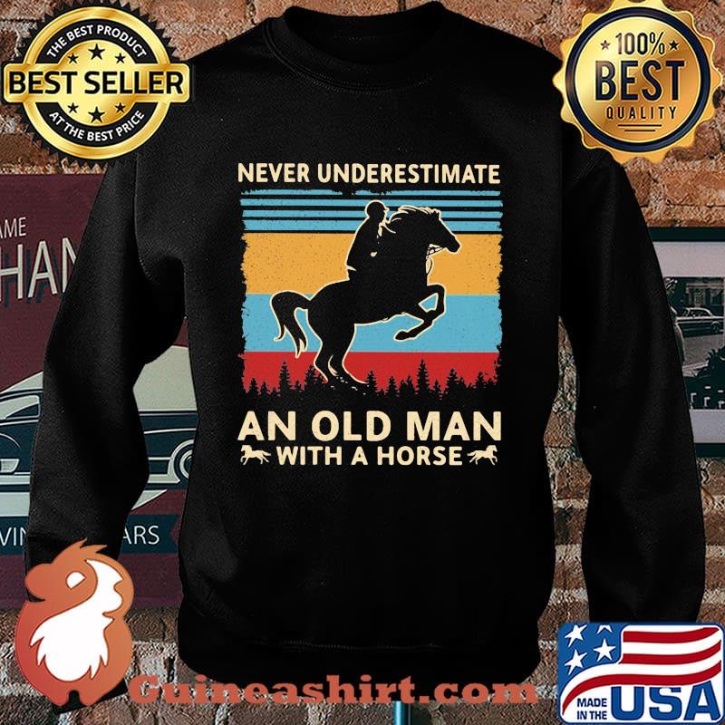 Never underestimate an old man with a horse Vintage retro s Sweater