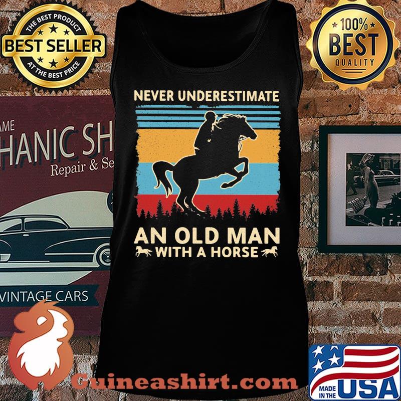 Never underestimate an old man with a horse Vintage retro s Tank top