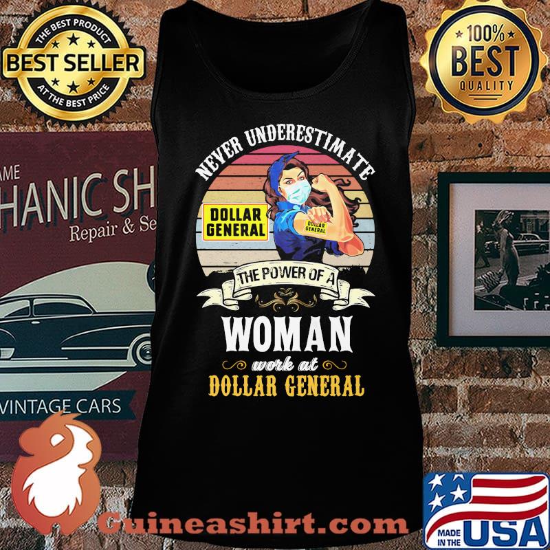 Never underestimate the power of a woman work at dollar general vintage retro mask s Tank top