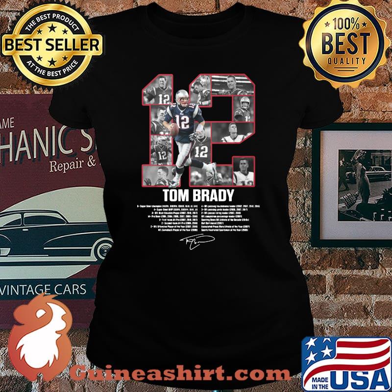 New england patriots 12 tom brady 2000 2020 thank you for the memories signatures s Laides tee