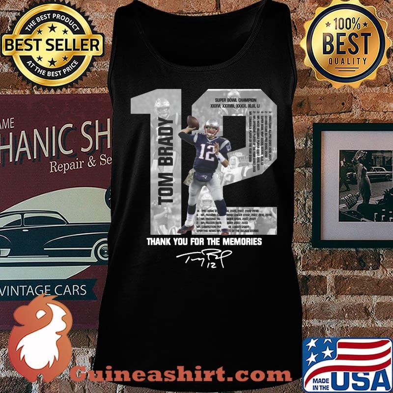 New england patriots 12 tom brady thank you for the memories signature s Tank top