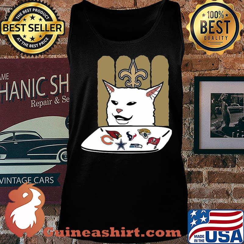 New orleans saints meme cat eat football logo s Tank top