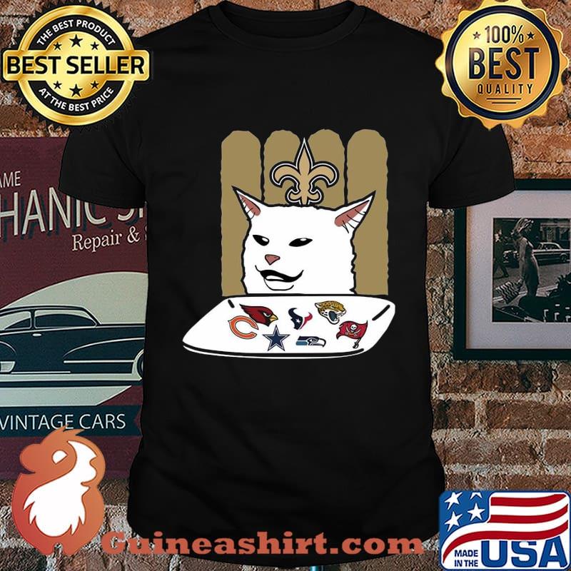 New orleans saints meme cat eat football logo shirt