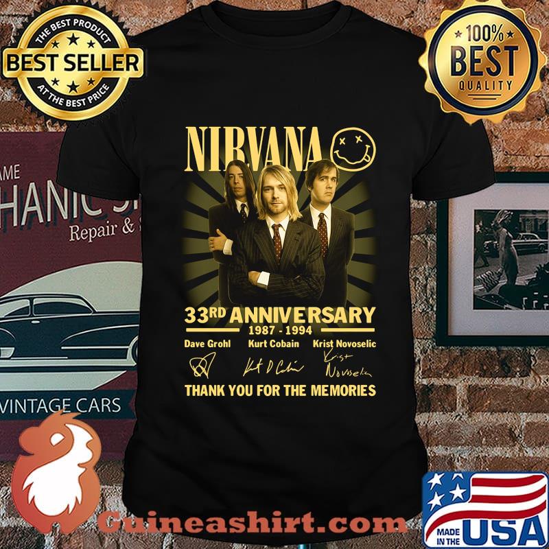 Nirvana 33rd anniversary 1987 2020 thank you for the memories signatures shirt