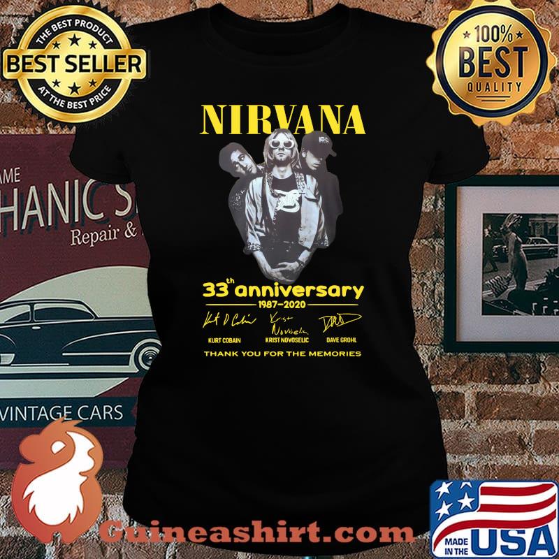Nirvana 33th anniversary 1987 2020 thank you for the memories signatures s Laides tee